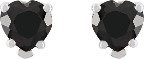 Platinum Natural Black Onyx Heart 5-Prong V-End Stud Earrings - view 2