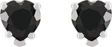 14K Gold Natural Black Onyx Heart 5-Prong V-End Stud Earrings - White Gold - view 2