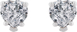 Platinum Natural White Sapphire Heart 5-Prong V-End Stud Earrings - view 2