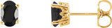 14K Gold Natural Black Onyx Oval 4-Prong Scroll Setting Stud Earrings - Yellow Gold