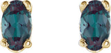 14K Gold Lab-Grown Alexandrite Oval 4-Prong Scroll Setting Stud Earrings - Yellow Gold - view 2