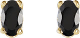 14K Gold Natural Black Onyx Oval 4-Prong Scroll Setting Stud Earrings - Yellow Gold - view 2