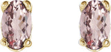 14K Gold Natural Pink Morganite Oval 4-Prong Scroll Setting Stud Earrings - Yellow Gold - view 2