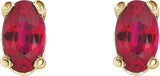 14K Gold Lab-Grown Ruby Oval 4-Prong Scroll Setting Stud Earrings - Yellow Gold - view 2