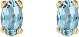 14K Gold Natural Sky Blue Topaz Oval 4-Prong Scroll Setting Stud Earrings - Yellow Gold - view 2