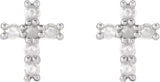 Platinum Round Natural Diamond Cross Earrings – 2mm Stones - view 5