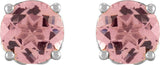 Platinum Natural Pink Tourmaline Round 4-Prong Stud Earring - view 2
