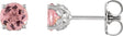 Platinum Natural Pink Tourmaline Round 4-Prong Stud Earring