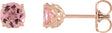 14K Gold Natural Pink Tourmaline Round 4-Prong Stud Earring - Rose Gold