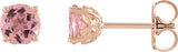 14K Gold Natural Pink Tourmaline Round 4-Prong Stud Earring - Rose Gold