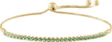 14K Gold Round Natural Emerald Adjustable Bolo Bracelet - Yellow Gold