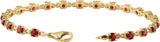 14K Gold Round Natural Mozambique Garnet Line Bracelet - Yellow Gold - view 2