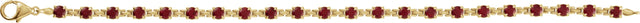 14K Gold Round Natural Mozambique Garnet Line Bracelet - Yellow Gold - view 3