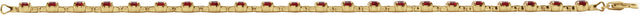 14K Gold Round Natural Mozambique Garnet Line Bracelet - Yellow Gold - view 4
