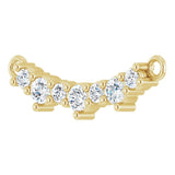 14K Gold Round Natural Diamond Accented Bar Necklace – 2mm Stones - Yellow Gold - view 2