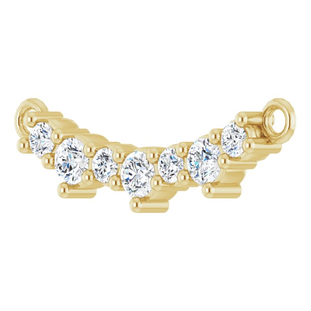 14K Gold Round Natural Diamond Accented Bar Necklace – 2mm Stones - Yellow Gold - view 2