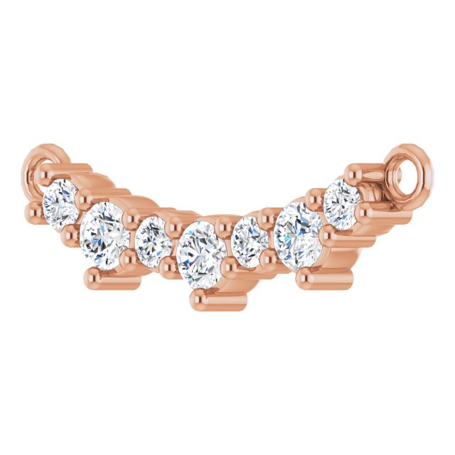 14K Gold Round Lab-Grown Diamond Accented Bar Necklace – 2mm Stones - Rose Gold - view 2