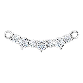 Platinum Round Lab-Grown Diamond Accented Bar Necklace – 2mm Stones