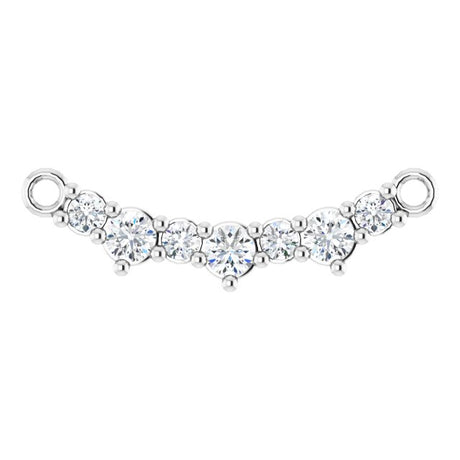 Platinum Round Lab-Grown Diamond Accented Bar Necklace – 2mm Stones