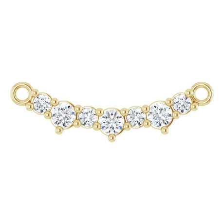 14K Gold Round Natural Diamond Accented Bar Necklace – 2mm Stones - Yellow Gold