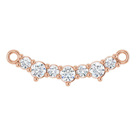 14K Gold Round Natural Diamond Accented Bar Necklace – 2mm Stones - Rose Gold