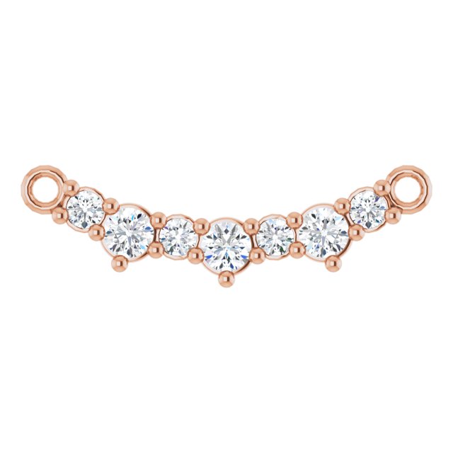 14K Gold Round Natural Diamond Accented Bar Necklace – 2mm Stones - Rose Gold