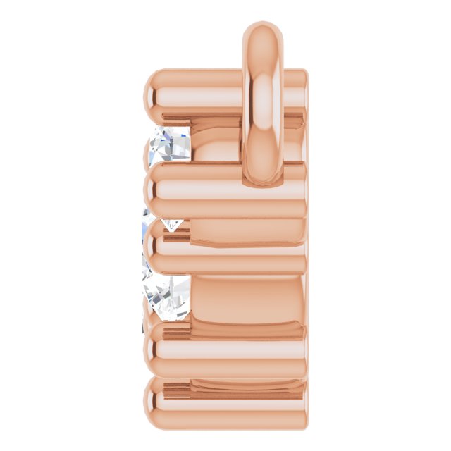 14K Gold Round Natural Diamond Accented Bar Necklace – 2mm Stones - Rose Gold - view 3