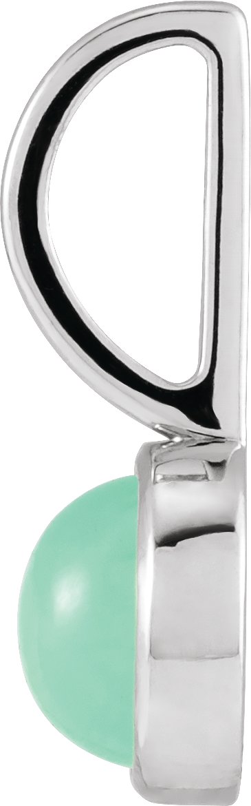 14K Gold Round Natural Chrysoprase Cabochon Pendant - White Gold - view 4