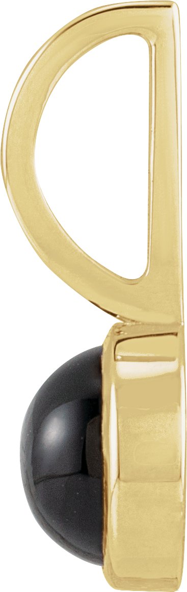 14K Gold Round Natural Black Onyx Cabochon Pendant - Yellow Gold - view 4