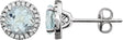 14K Gold Natural Aquamarine & Natural Diamond Round 4-Prong Halo-Style Birthstone Earrings