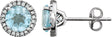 14K Gold Natural Sky Blue Topaz & Natural Diamond Round 4-Prong Halo-Style Birthstone Earrings