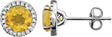 14K Gold Natural Citrine & Natural Diamond Round 4-Prong Halo-Style Birthstone Earrings