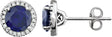 14K Gold Lab-Grown Blue Sapphire & Natural Diamond Round 4-Prong Halo-Style Birthstone Earrings