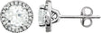 14K Gold Lab-Grown White Sapphire & Natural Diamond Round 4-Prong Halo-Style Birthstone Earrings