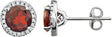 14K Gold Natural Mozambique Garnet & Natural Diamond Round 4-Prong Halo-Style Birthstone Earrings