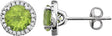 14K Gold Natural Peridot & Natural Diamond Round 4-Prong Halo-Style Birthstone Earrings