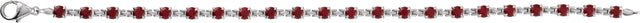 14K Gold Round Natural Mozambique Garnet Line Bracelet - White Gold - view 2