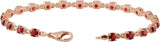 14K Gold Round Natural Mozambique Garnet Line Bracelet - Rose Gold - view 3