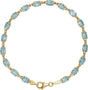 14K Gold Oval Natural Sky Blue Topaz Line Bracelet – 6x4mm