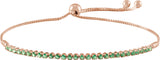 14K Gold Round Natural Emerald Adjustable Bolo Bracelet - Rose Gold