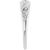 Platinum Round Natural Tanzanite Accented Floral Ring - view 4