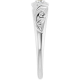 14K Gold Round Natural Green Sapphire Accented Floral Ring - White Gold - view 4