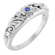 Platinum Round Natural Tanzanite Accented Floral Ring