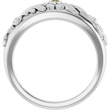 14K Gold Round Natural Green Sapphire Accented Floral Ring - White Gold - view 2
