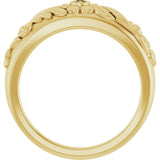 14K Gold Round Natural Green Sapphire Accented Floral Ring - Yellow Gold - view 2