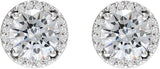 Platinum Natural Diamond Round Halo-Style Low Stud Earrings - view 4