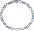 14K Gold Oval Natural Sky Blue Topaz Line Bracelet