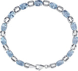 14K Gold Oval Natural Sky Blue Topaz Line Bracelet