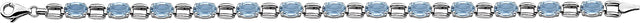 14K Gold Oval Natural Sky Blue Topaz Line Bracelet - view 2