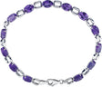 14K Gold Oval Natural Amethyst Line Bracelet